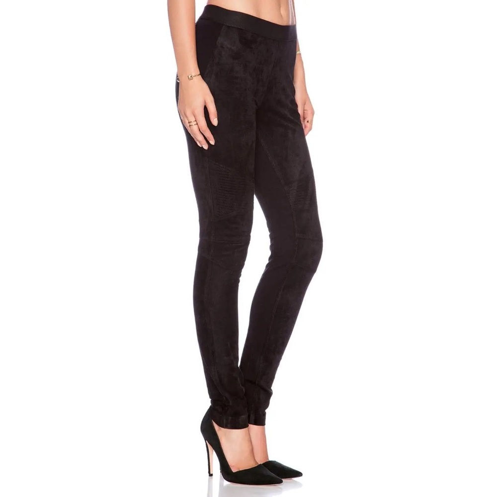 BCBGMAXAZRIA “Cooper” Faux Suede Moto Pants in Black - Size XS